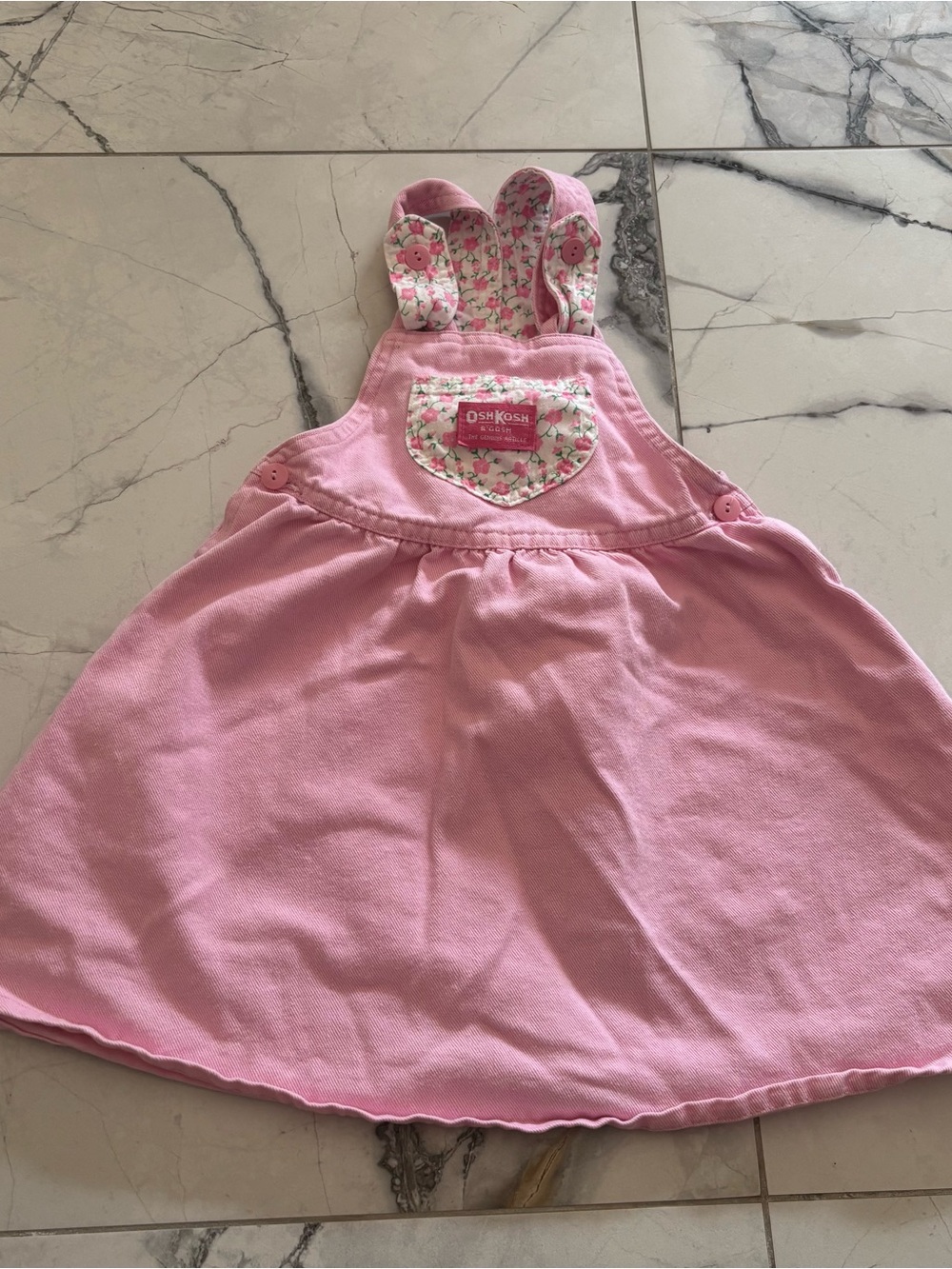 OshKosh B'gosh Pink Floral Lined Pinafore Dress